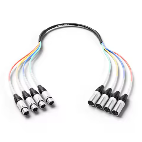 XLR Male to XLR Female Snake Cable, 4-Channel Shielded Audio Cable for Professional Stage, Studio, a