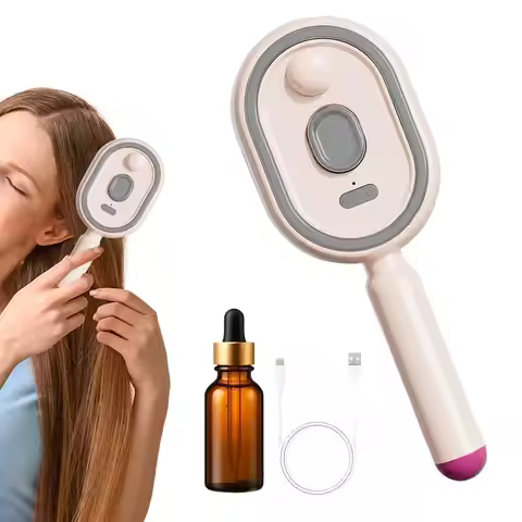 Women Hair Detangling Comb Rechargeable Steam Brush with Oil Measuring Cup Straightener for Smoothin