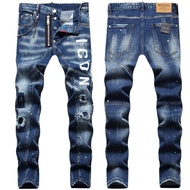 620European Style DSQUARED2 Brand Mens Jeans 2024 Mens Fashion Casual Slim Denim Pants Biker Hole Hi
