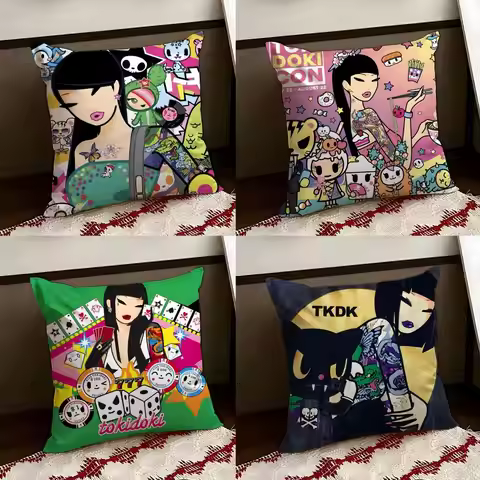 T-Tokidoki Cushion Cover Reversible Soft Durable Pillow Cover Home & Car Multi-Scene Use for Daily C