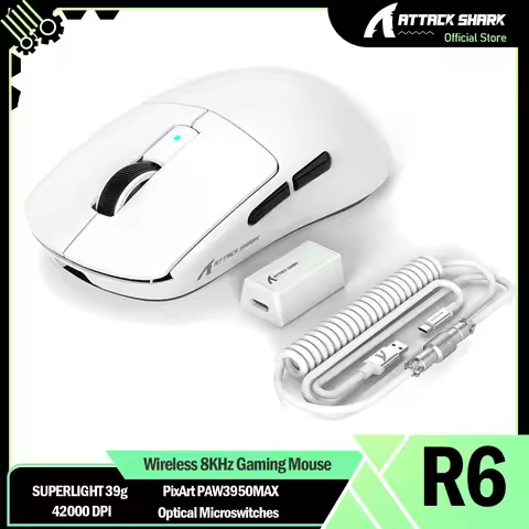 ATTACK SHARK R6 PRO 39G LIGHTSPEED Wireless Gaming Mouse, HyperSpeed with 8K Hz, PAW3950 Sensor, Nor