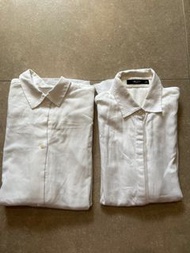 G2000 有設計感白包長袖恤衫 +uniquo 長袖恤衫+lauren (Ralph Lauren) S size 白色恤衫手袖有設計感（refer 圖六圖七)