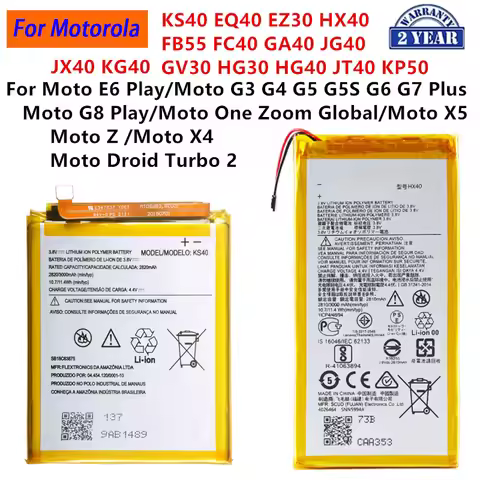 KS40 EQ40 EZ30 FB55 FC40 Battery For Motorola Moto E6 Play Droid Turbo 2 Moto G3 G4 G5S G6 G7 G8 Plu