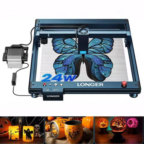 LONGER B1 24W Laser Cutting Engraving Machine Engraver Cutter + Air Pump Assist KIT + Protective Gog