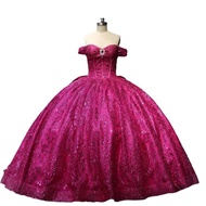 Rose Red Sweetheart Collar Tulle Ball Gown - Glamorous Wedding and Prom Dress with Glitter Details
