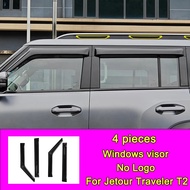 Jetour Traveler T2 แผ่นบังแดดหน้าต่าง อุปกรณ์ตกแต่งหน้าต่างรถยนต์สีดำ