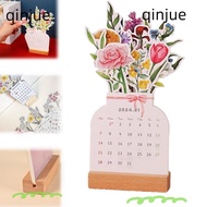 QINJUE Countdown Calendars, Desk Calendar Vase Shaped Bloomy Flowers Desk Calendar, Creative  Year Office Desk Decor Gift Standing Calendar School