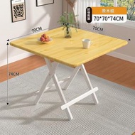 內地直送 - （原木紋）可折疊小桌 餐桌家用簡易桌 戶外便攜式方桌出租屋專用擺攤吃飯桌70*70*74（平行進口）