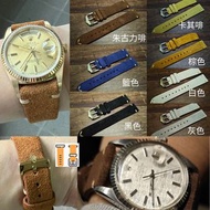18/20/22mm 麂皮牛皮錶帶 絨面 牛皮錶帶  適用 : Rolex Omega Tudor 錶帶 使用