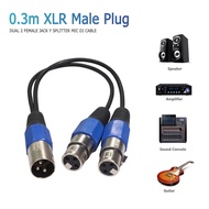 30cm 3Pin XLR 1 Male to 2 Female Audio Cable for Stage Light Mixer Recording Used To Divide Various 