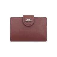 [Coach] COACH Wallet F06390 6390 Wine Luxury Cross Grain Leather Medium Corner Zipper Wallet Women [Outlet Product] [Brand]