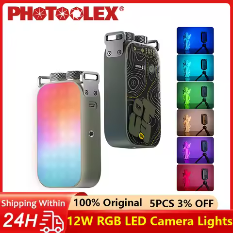 PHOTOOLEX 12W 2500-9900k RGB LED Camera Light With Magnetic Fill 21 Kinds of Light Effects 36000 Ful