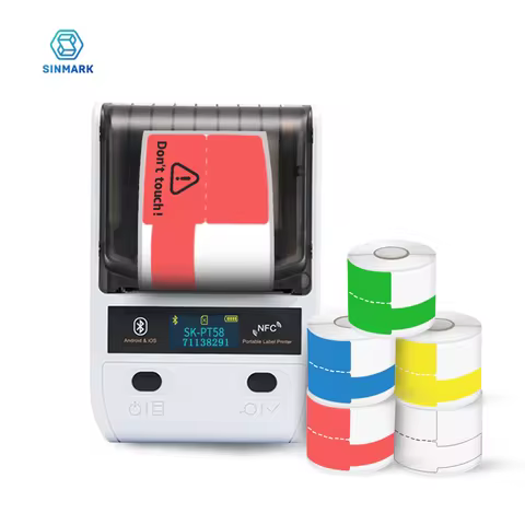 SINMARK Portable Smart Thermal Printer for Cable Label Maker BT Barcode QR Code Sticker Cable Tag Pr