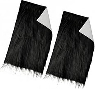 Pack of 2 Faux Fur for Crafts, Black, 60 x 40 cm, Soft Fur Fabric for Dwarf Costume & DIY Projects, 