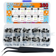 250Pcs 10 Jenis Kit Transistor BC327 BC337 2N2222 2N2907 2N3904 2N3906 S8050 S8550 A1015 C1815 PNP N