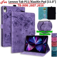 For Lenovo Tab P11 Tablet TB-J606F TB-J616 TB-J607 11.0in Romantic 3D Cherry Blossom Cat Case Xiaoxi