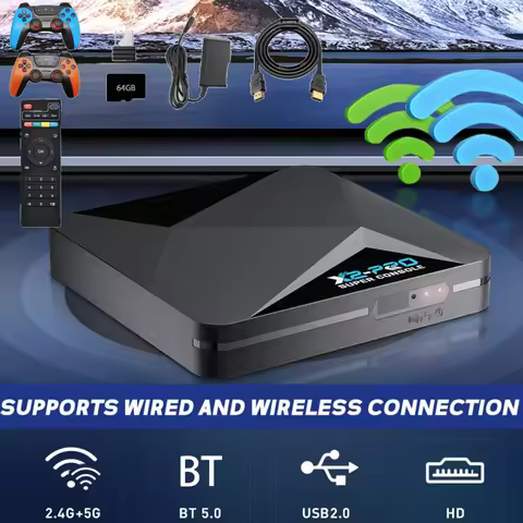Game Box with 65000+ Games with 2 Gamepads Super Console 60+ Game Emulators 2.4G/5G BT 4.3 for Andro