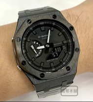 【威哥本舖】G-Shock 全新不鏽鋼改裝實品 GA-2100改裝 GA-2100-7A 已改含錶（全黑款）