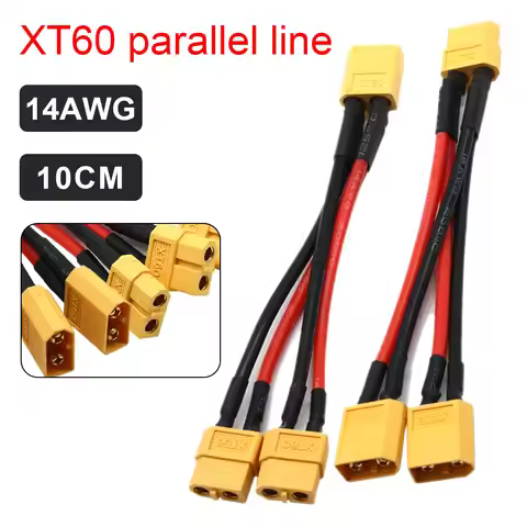 XT60 Male/Female Cable Parallel Battery Connector 3-Way 14AWG Silicone Wire Dual Extension Y Splitte
