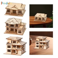 predolo 3D Wooden House Puzzles Craft Miniature House Desktop House Building Kit