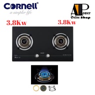 CORNELL CBH-G7802TNC - 3.8 kW CBH-G7802TN DOUBLE BURNER GLASS HOB (SIRIM APPROVED)