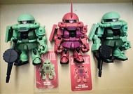 新淨Pop mart QMSV mini 量產型什兵綠渣古 mS-06F  Zaku II 2, 及指揮官型紅色紅彗星專用型瑪莎 mS-06S 盒蛋盲盒mobile suit SD 機動戰士鋼彈高達高