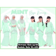 Baju Kurung Ibu Dan Anak Sedondon Color Mint Raya 2024 (Ready Stock)