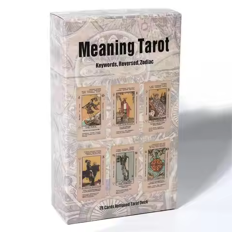 Tarot Card With Meaning On Them Beginner Tarot Keyword Antiqued Tarot Deck Learn Tarot 78 Cards Reve