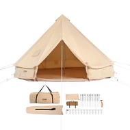 SucceBuy Canvas Bell Tent 4 Seasons 5m Yurt Tent Canvas Tent for Camping with Stove Breathable Tent 