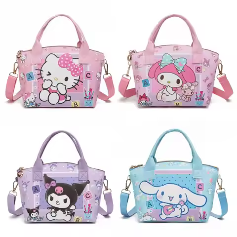 Anime Sanrio Cinnamoroll Kuromi Melody Large Capacity Portable Shoulder Bag Cartoon Cat Handbag Back