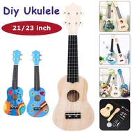 Ukulele 21”/23'' Diy Ukulele Making Kit  APS Fretboard Paintable Wood Toy Instrument Assembly Set Mu