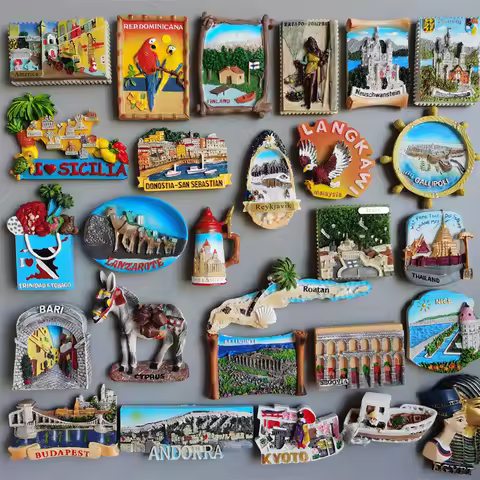 Fridge magnet New Orleans Rep.Dom Finland Pompei Italy Iceland Spain Thailand Cyprus Budapest Andorr