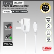 7-STAR* 5V 2.5A Micro USB Power Adapter Charger with Safety Mark Adaptor for IP Camera | Color:White