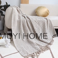 ผ้าห่ม Chenille สีขาวทอแบบถัก