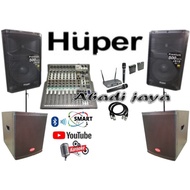 Paket Sound System Huper Js10 15 Inch Mixer 8 Channel 2 Subwoofer 15