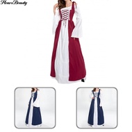 hearsbeauty Performance Long Dress Vintage Royal Medieval Dress Vintage for Party