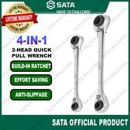 SATA 4-In-1 2-Head Quick Pull Wrench Double Box Ratcheting Wrench 4 Size Box Spanner Sepana Double B