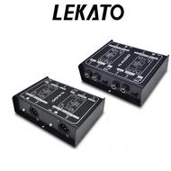LEKATO Passive DI Box 2 Channel Low Noise XLR Output Jacks Audio Converter Instrument Direct Box