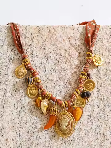 Yhpup Exclusive New Design Resin Heart Flower Portrait Drop Charm Necklace Stainless Steel Rope Brai