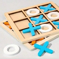 1pc High Quality Wooden 9-Grid XO Tic Tac Toe Board Game, Trains Logic Thinking, Birthday/Christmas/