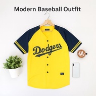 Baseball shirt Dodgers yellow navy sleeve baseball Jersey