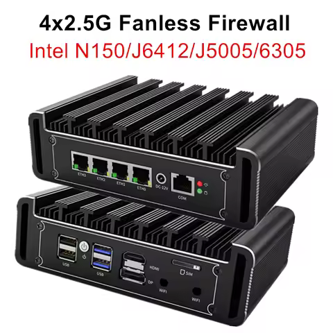 Topton Fanless Firewall Mini PC Top Version Intel J6412/J5005/6305 4x 2.5G LAN Micro Appliance pfSen