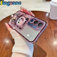 Jingsanc vỏ cho Vivo y19s/Vivo y19s Pro mạ trong suốt Gradient long lanh vỏ điện thoại khung hình gấ