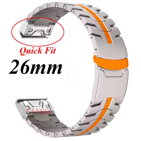 26mm Garmin Stainless Steel Strap For Fenix 8 7X Pro 6X 5X Plus Easy Fit Watch Band Instinct 2X Sola