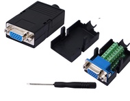 VGA DB15 Solderless Connector 3+9 D-SUB 15 Pin VGA 3 Row Breakout Board Adaptor with Case+Screwdrive