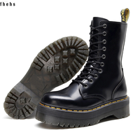 Fhehs Dr. Martens Jadon 10-Hole High-Top รองเท้าบู้ตหนังของผู้หญิงซิปด้านข้างแพลตฟอร์มหนา