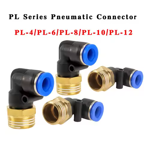 5PCS PL Series Pneumatic Reducing 90 Degree Elbow Fitting Push In OD 4-12mm to Male Thread M5 G1/8 G