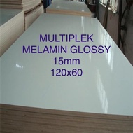 Triplek/Multiplek melamin putih glossy 15mm 120x60 cm, melamin plywood