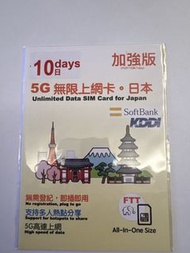 SoftBank 10日5G無限上網卡（日本）
