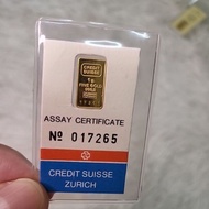 Credit Suisse Zurich Valcambi Years 1981 1982 Gold Bar 1g (Au999.99) 24K